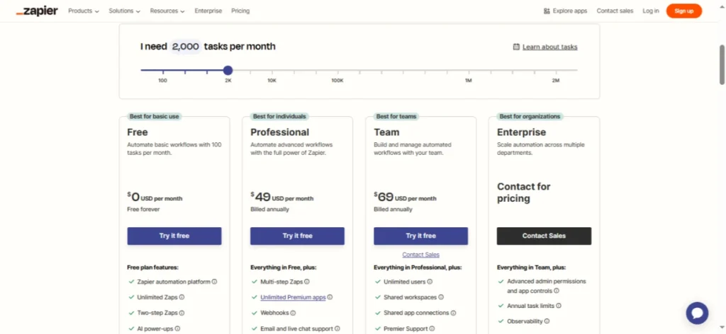 Plans-Pricing-Zapier