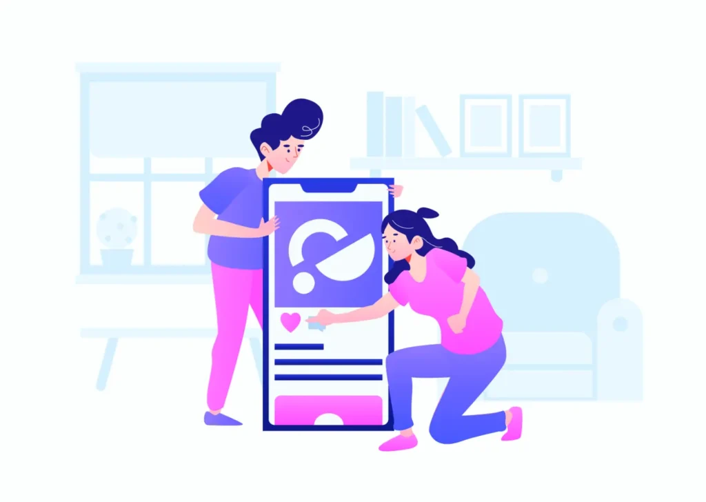 Illustration of a mobile-friendly website design showing a responsive layout on a smartphone.