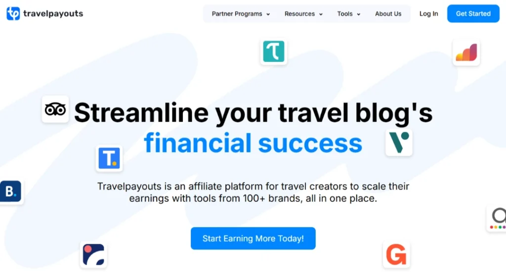 Screenshot of Travelpayouts homepage.