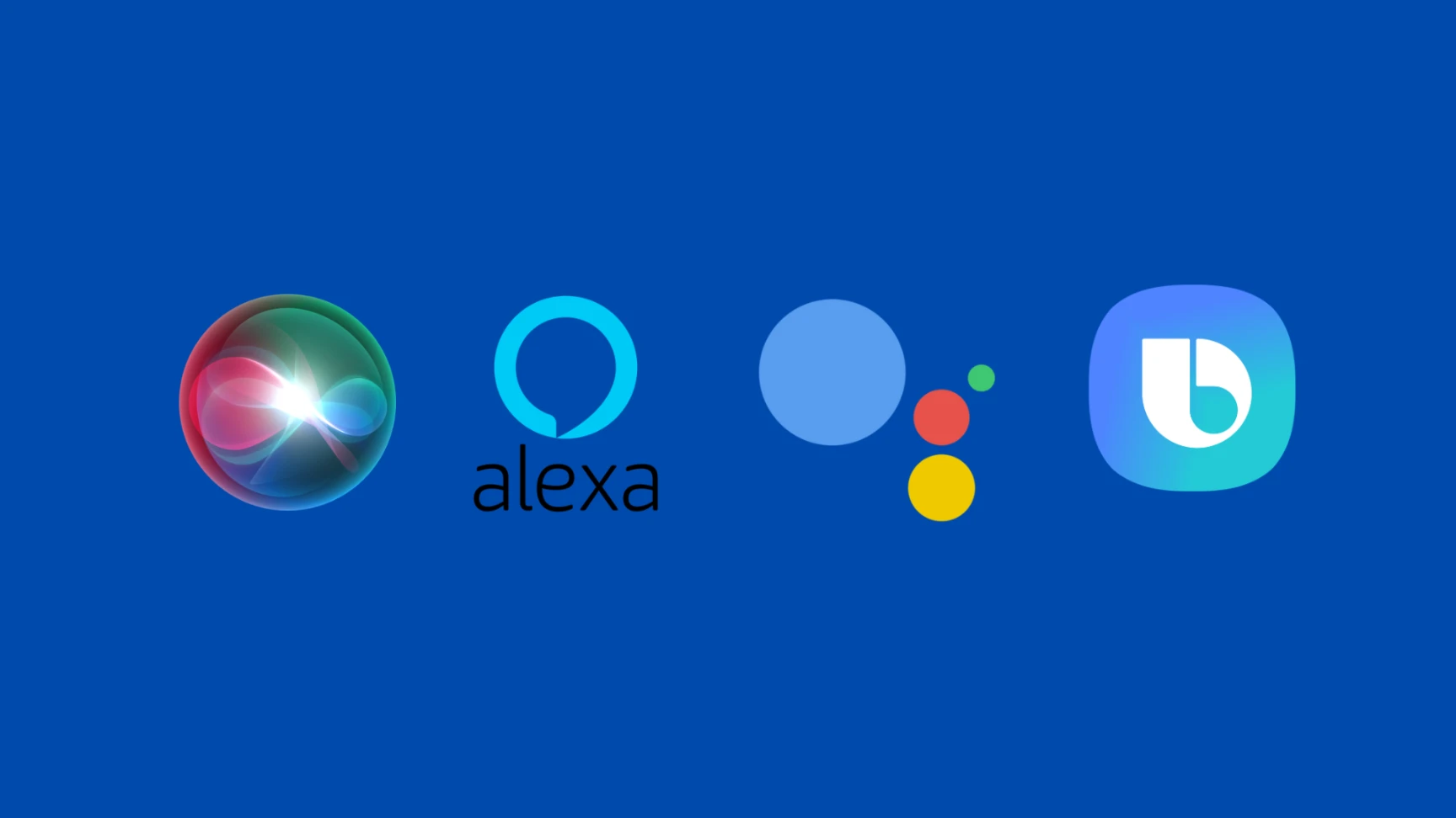 Feature image for Mobile Virtual Assistant Comparison article, displaying logos of Siri, Google Assistant, and Amazon Alexa on a blue gradient background.